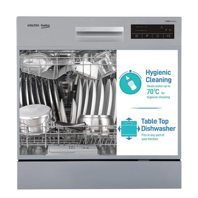 Voltas Beko 8 Place Settings Table Top Dishwasher DT8S Silver
